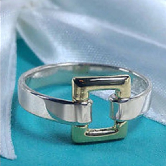 Tiffany & Co 18K & Sterling Silver Rectangle Ring - Picture 1 of 5